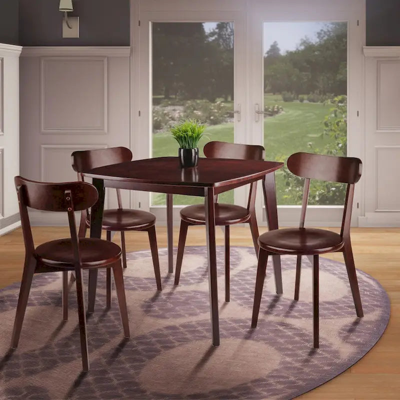 Table à manger avec chaises à pieds en H, Noyer