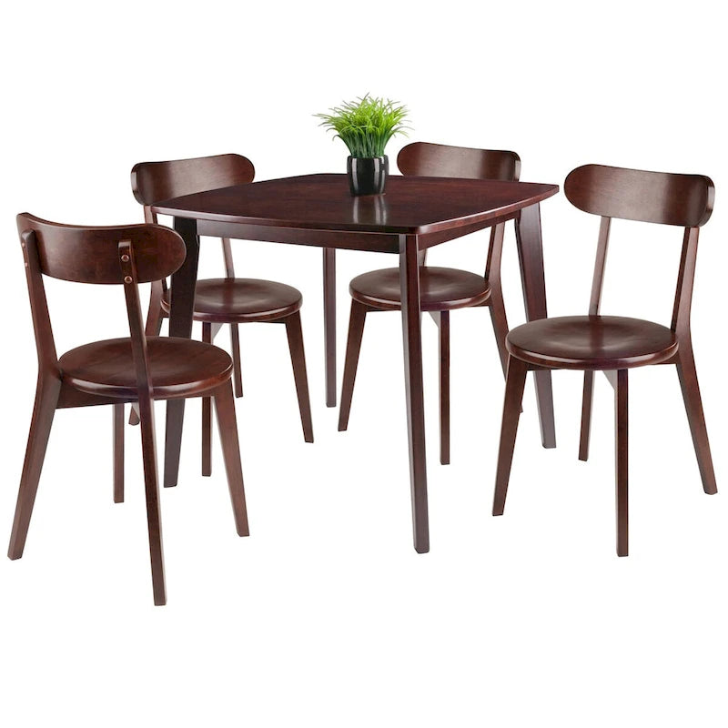 Table à manger avec chaises à pieds en H, Noyer