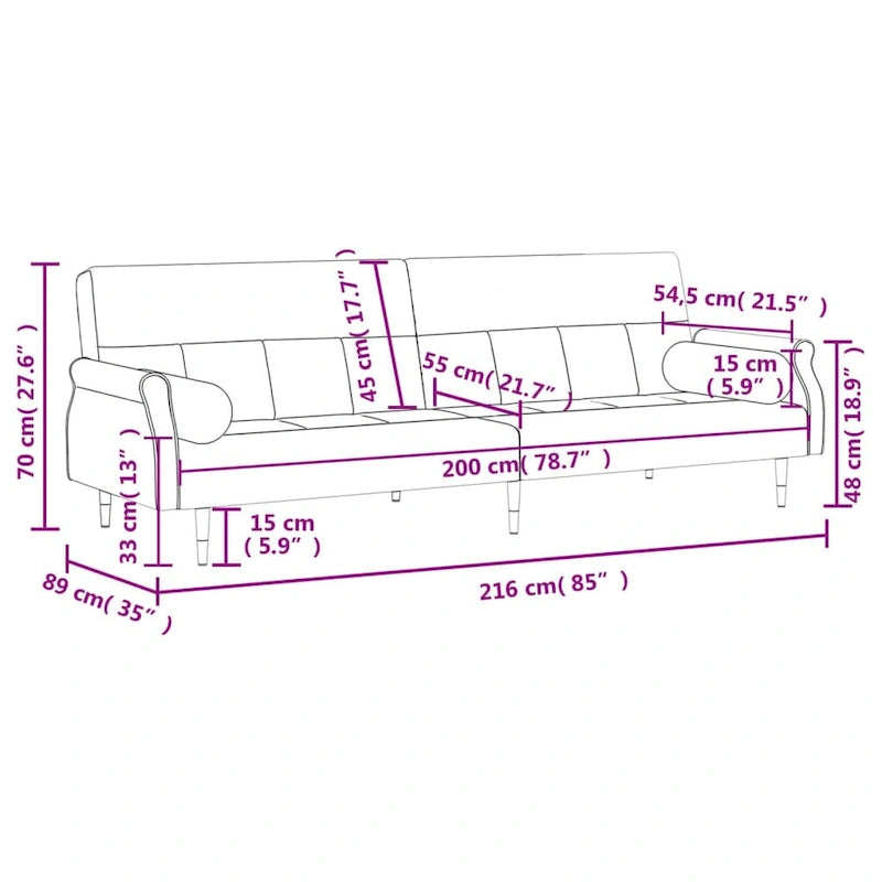 vidaXL Canapé convertible 2 places avec coussins pour studio Velours - 85 x 35 x 27.6