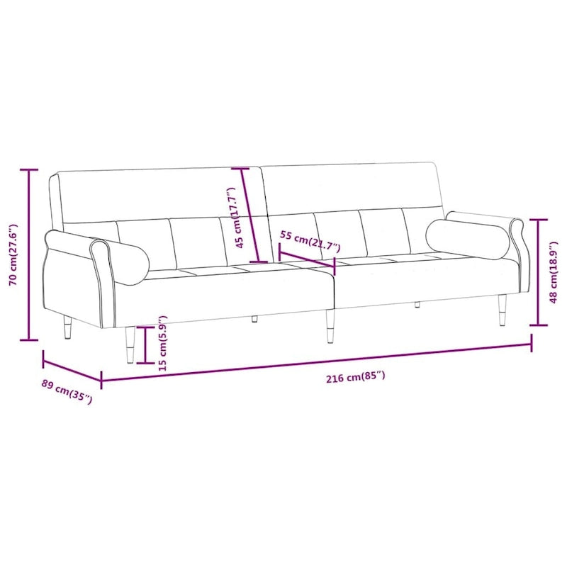 vidaXL Canapé convertible 2 places avec coussins pour studio Velours - 85 x 35 x 27.6