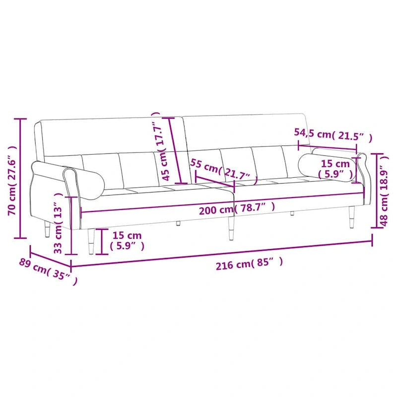 vidaXL Canapé convertible 2 places avec coussins pour studio Velours - 85 x 35 x 27.6