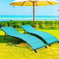 Gymax Lot de 2 chaises longues pliantes en osier – 81 x 23,5 x 20