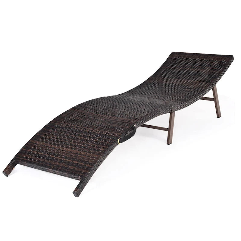 Gymax Lot de 2 chaises longues pliantes en osier – 81 x 23,5 x 20