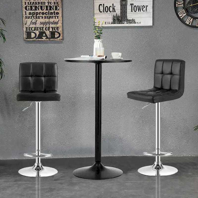 Ensemble de table de pub Gymax 3 pièces, 1 table de bar ronde de 24 po et 2 tabourets de bar réglables