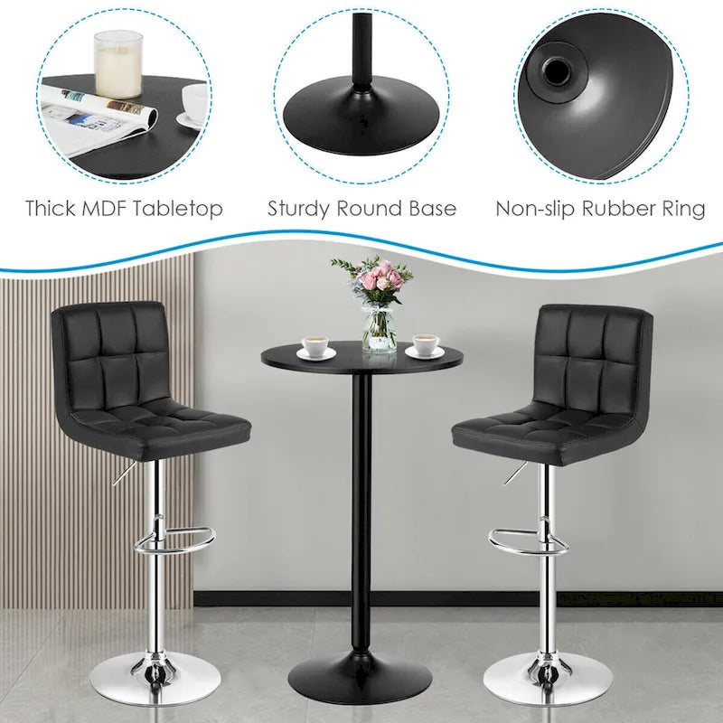 Ensemble de table de pub Gymax 3 pièces, 1 table de bar ronde de 24 po et 2 tabourets de bar réglables