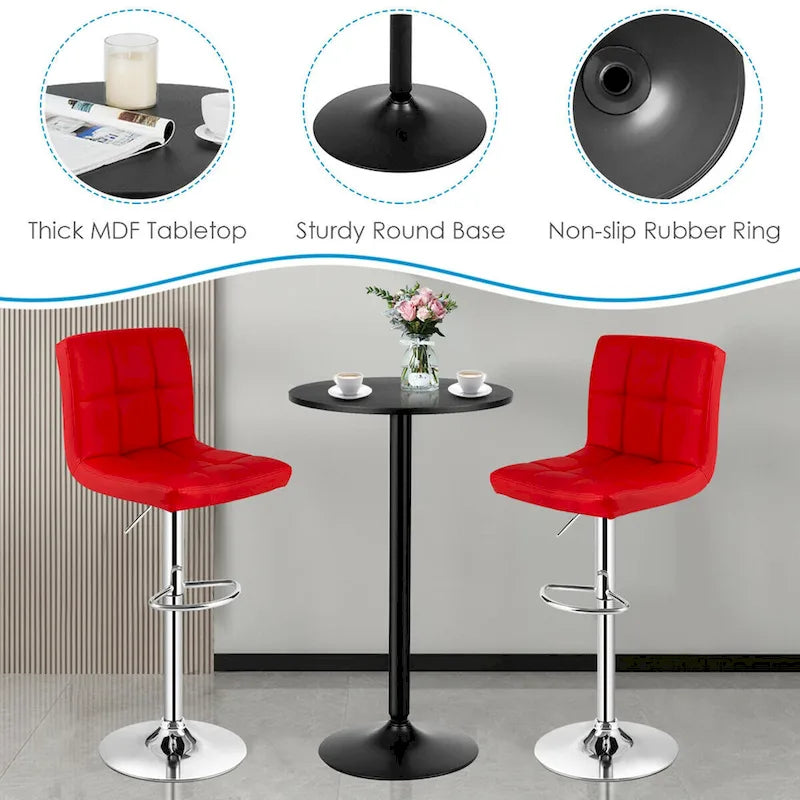 Ensemble de table de pub Gymax 3 pièces, 1 table de bar ronde de 24 po et 2 tabourets de bar réglables