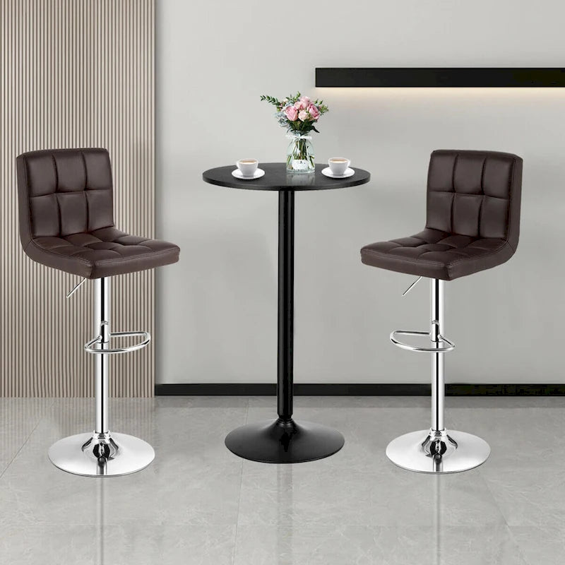 Ensemble de table de pub Gymax 3 pièces, 1 table de bar ronde de 24 po et 2 tabourets de bar réglables