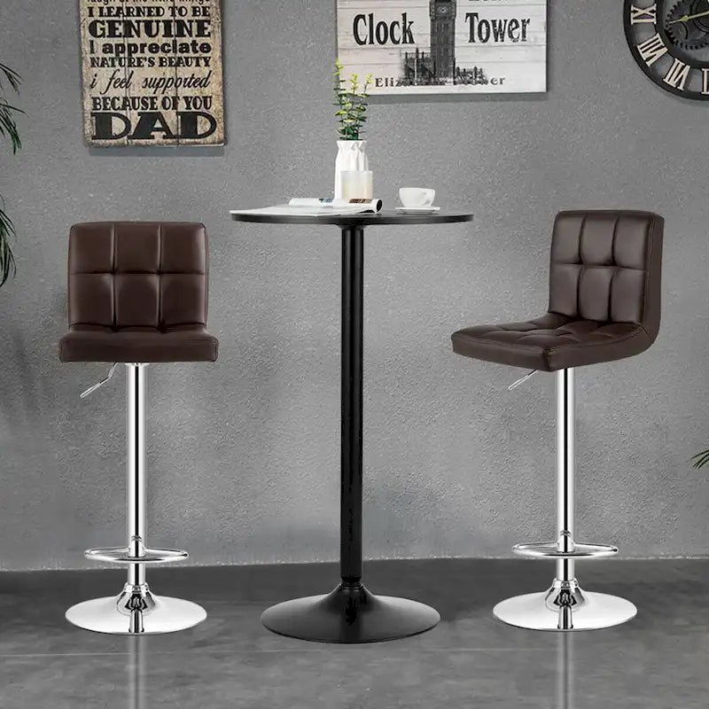 Ensemble de table de pub Gymax 3 pièces, 1 table de bar ronde de 24 po et 2 tabourets de bar réglables
