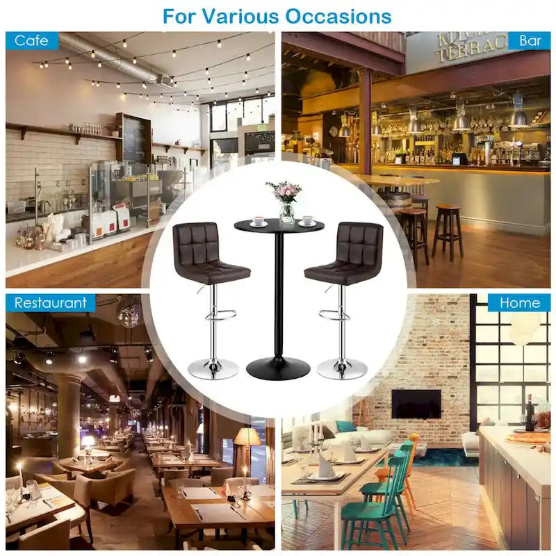 Ensemble de table de pub Gymax 3 pièces, 1 table de bar ronde de 24 po et 2 tabourets de bar réglables