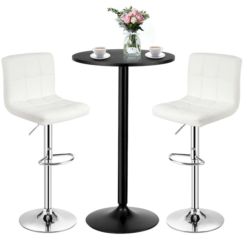 Ensemble de table de pub Gymax 3 pièces, 1 table de bar ronde de 24 po et 2 tabourets de bar réglables