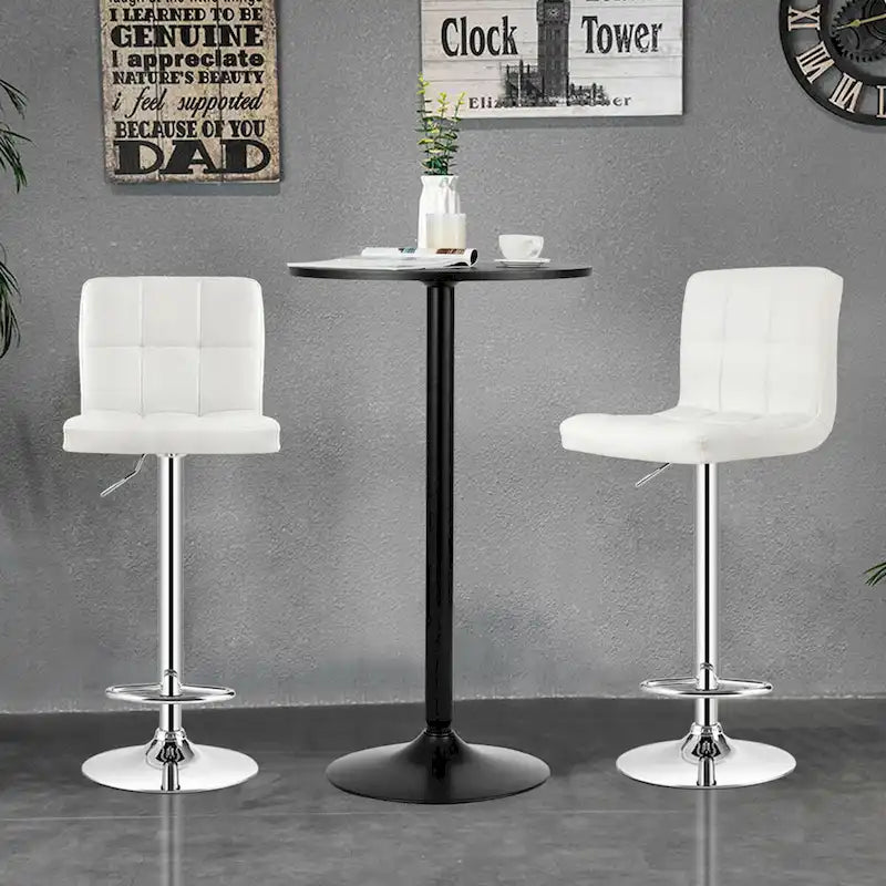 Ensemble de table de pub Gymax 3 pièces, 1 table de bar ronde de 24 po et 2 tabourets de bar réglables
