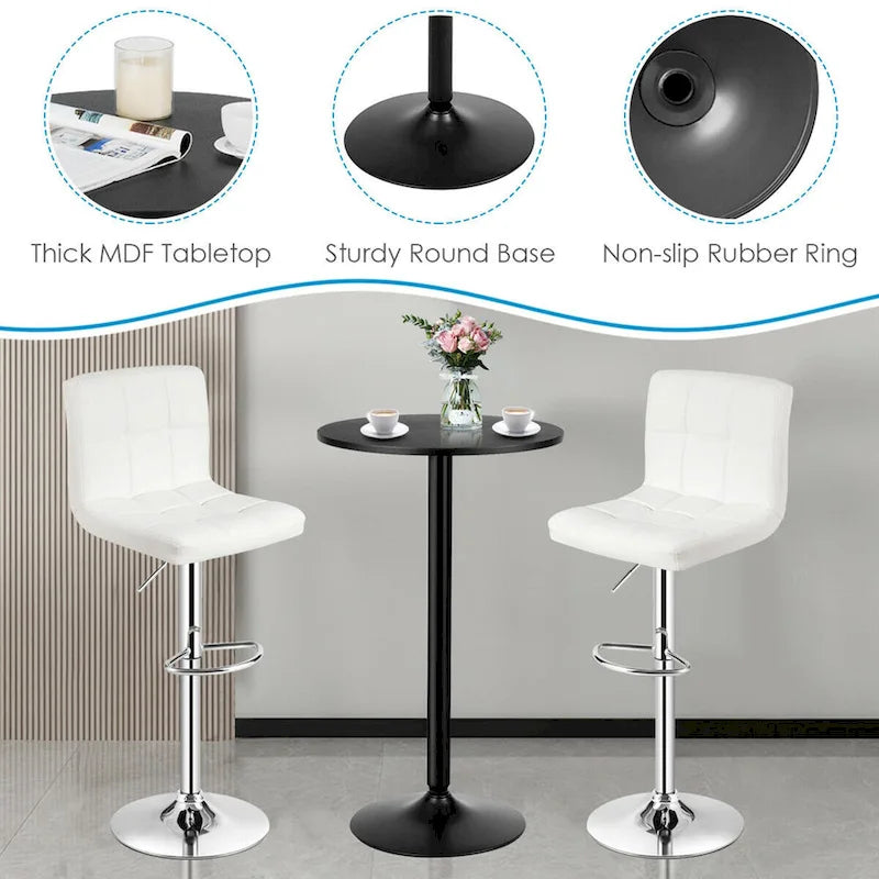 Ensemble de table de pub Gymax 3 pièces, 1 table de bar ronde de 24 po et 2 tabourets de bar réglables