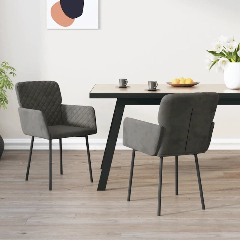 vidaXL Chaises de salle à manger, 2 pièces, fauteuils rembourrés pour salon, velours - 20,3 x 24 x 30,9