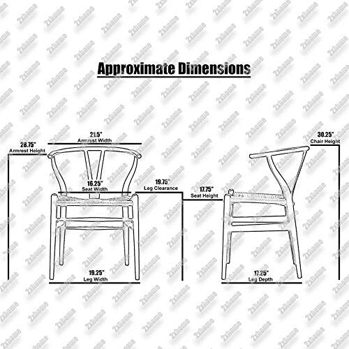 Lot de 2 Chaises de salle à manger modernes en bois naturel avec dossier en Y, accoudoirs, assise en chanvre pour la maison, le restaurant, le bureau, le travail, la cuisine