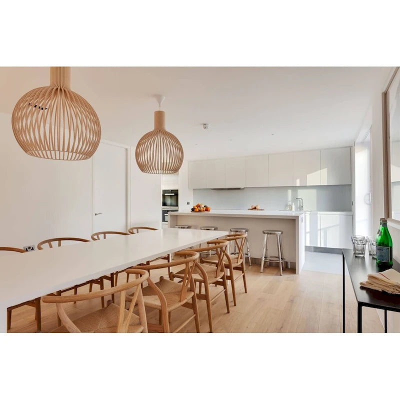 Lot de 2 Chaises de salle à manger modernes en bois naturel avec dossier en Y, accoudoirs, assise en chanvre pour la maison, le restaurant, le bureau, le travail, la cuisine
