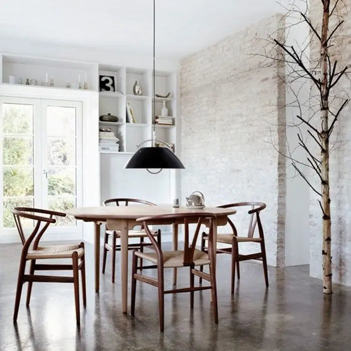 Lot de 2 Chaises de salle à manger modernes en bois naturel avec dossier en Y, accoudoirs, assise en chanvre pour la maison, le restaurant, le bureau, le travail, la cuisine