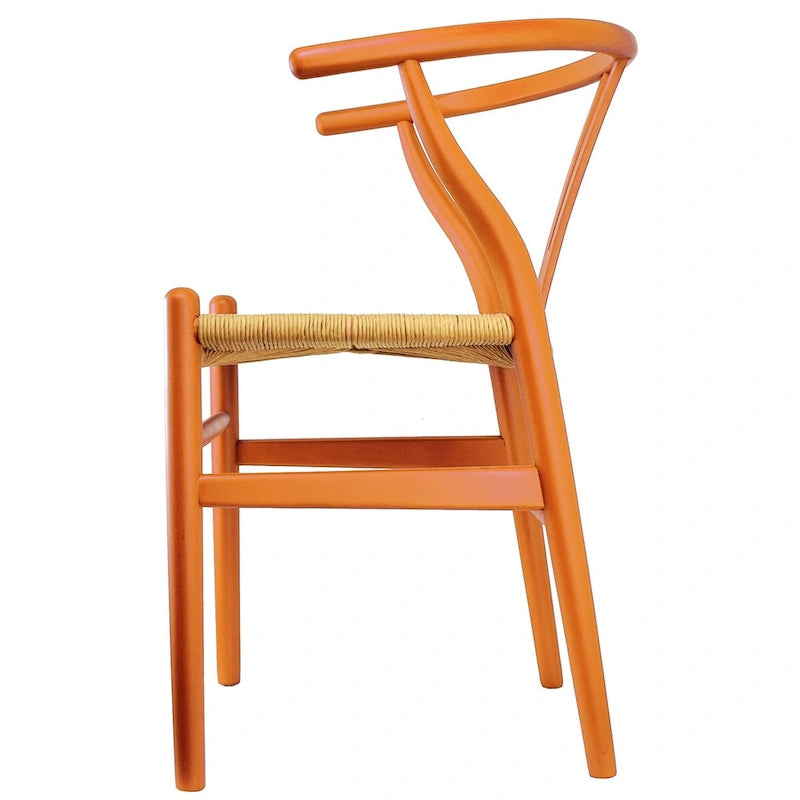 Lot de 2 Chaises de salle à manger modernes en bois naturel avec dossier en Y, accoudoirs, assise en chanvre pour la maison, le restaurant, le bureau, le travail, la cuisine