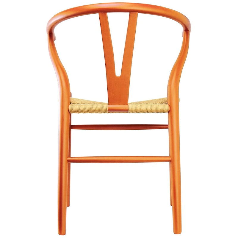 Lot de 2 Chaises de salle à manger modernes en bois naturel avec dossier en Y, accoudoirs, assise en chanvre pour la maison, le restaurant, le bureau, le travail, la cuisine