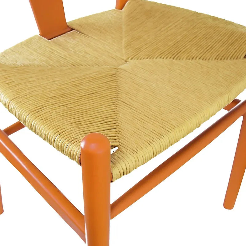 Lot de 2 Chaises de salle à manger modernes en bois naturel avec dossier en Y, accoudoirs, assise en chanvre pour la maison, le restaurant, le bureau, le travail, la cuisine