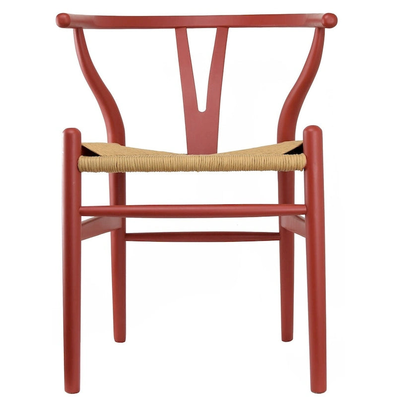 Lot de 2 Chaises de salle à manger modernes en bois naturel avec dossier en Y, accoudoirs, assise en chanvre pour la maison, le restaurant, le bureau, le travail, la cuisine