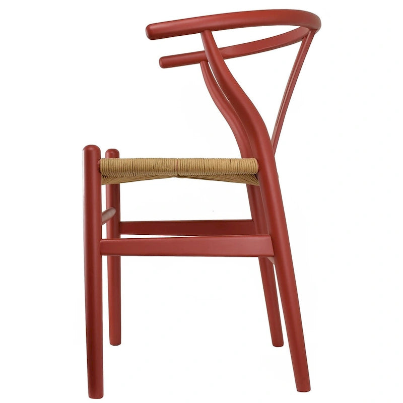 Lot de 2 Chaises de salle à manger modernes en bois naturel avec dossier en Y, accoudoirs, assise en chanvre pour la maison, le restaurant, le bureau, le travail, la cuisine