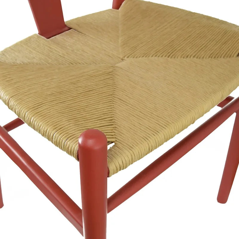 Lot de 2 Chaises de salle à manger modernes en bois naturel avec dossier en Y, accoudoirs, assise en chanvre pour la maison, le restaurant, le bureau, le travail, la cuisine