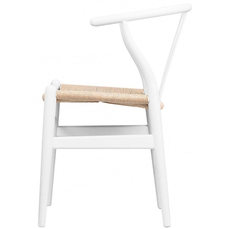 Lot de 2 Chaises de salle à manger modernes en bois naturel avec dossier en Y, accoudoirs, assise en chanvre pour la maison, le restaurant, le bureau, le travail, la cuisine