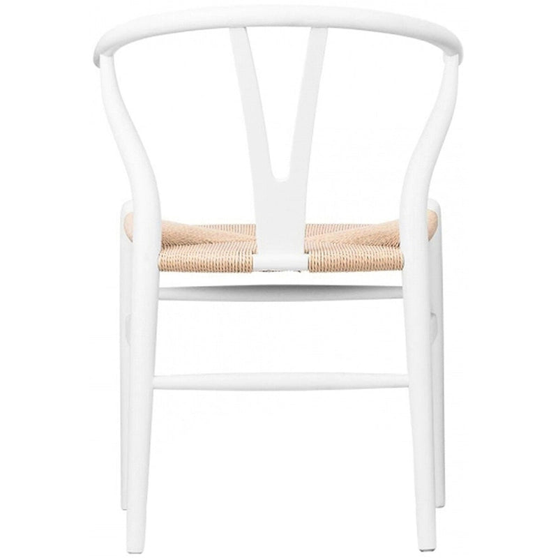 Lot de 2 Chaises de salle à manger modernes en bois naturel avec dossier en Y, accoudoirs, assise en chanvre pour la maison, le restaurant, le bureau, le travail, la cuisine