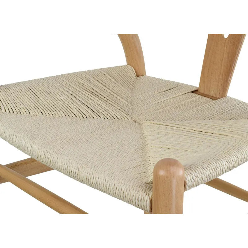 Lot de 2 Chaises de salle à manger modernes en bois naturel avec dossier en Y, accoudoirs, assise en chanvre pour la maison, le restaurant, le bureau, le travail, la cuisine