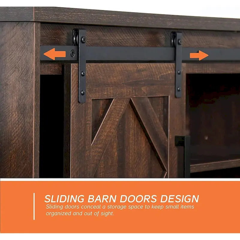Meuble TV WAMPAT Farmhouse avec porte coulissante type « porte de grange »