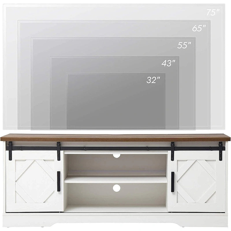 Meuble TV WAMPAT Farmhouse avec porte coulissante type « porte de grange »