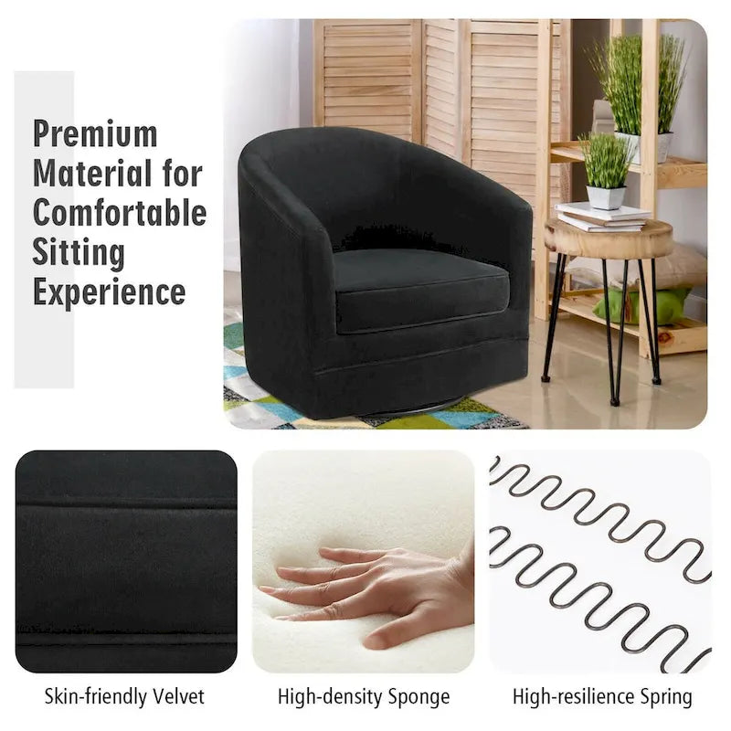 Fauteuil pivotant moderne avec base en métal - 30,5 x 31 x 28,5 (L x l x H)