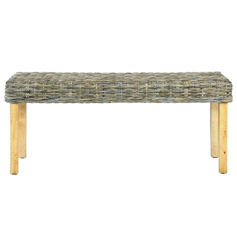 vidaXL Banc 110 cm en rotin kubu naturel et bois de manguier massif