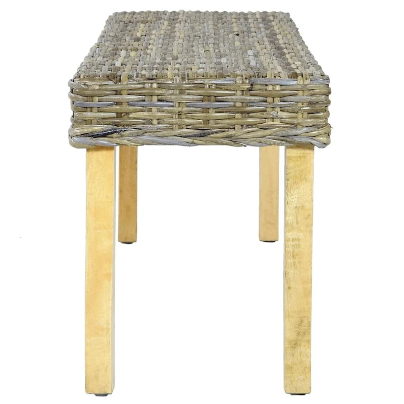 vidaXL Banc 110 cm en rotin kubu naturel et bois de manguier massif