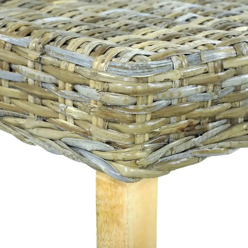 vidaXL Banc 110 cm en rotin kubu naturel et bois de manguier massif