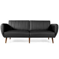 Canapé-lit futon convertible en cuir PU, canapé-lit réglable avec pieds en bois - 81 x 33,5 x 31,5 (L x l x H)