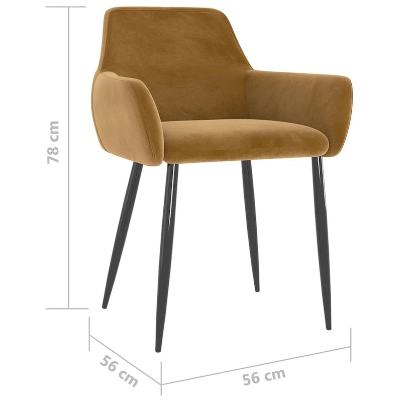 vidaXL Chaises de salle à manger Chaise rembourrée avec pieds en métal pour salon Velours - 22 x 22 x 30.7