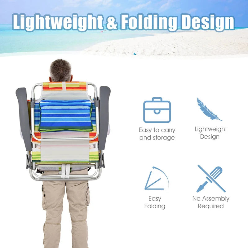 Gymax Lot de 2 chaises de plage pliables avec sac à dos inclinables pour camping - Voir détails