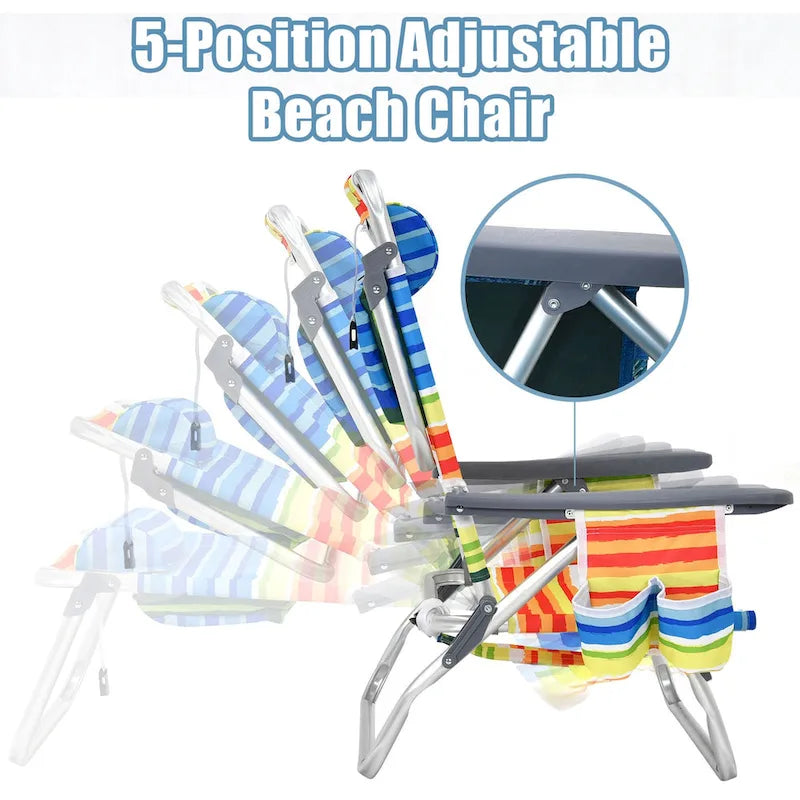 Gymax Lot de 2 chaises de plage pliables avec sac à dos inclinables pour camping - Voir détails