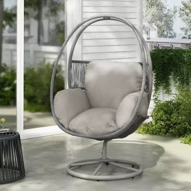 Christopher Knight Home Lina Chaise longue pivotante d'extérieur en osier, Gris clair