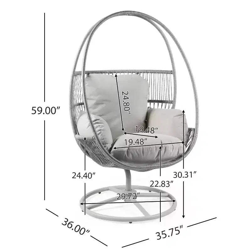 Christopher Knight Home Lina Chaise longue pivotante d'extérieur en osier, Gris clair