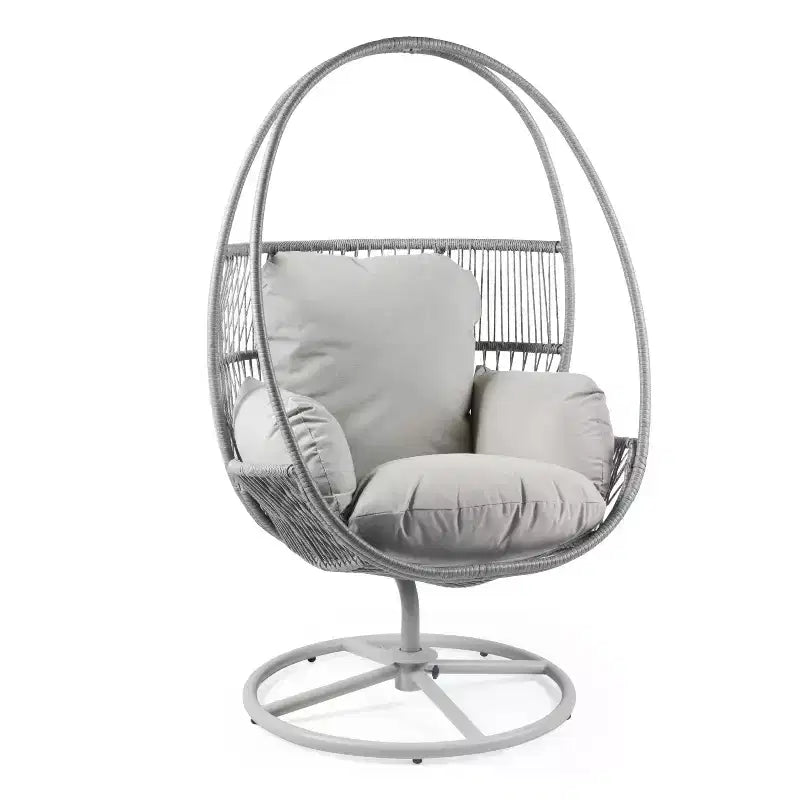 Christopher Knight Home Lina Chaise longue pivotante d'extérieur en osier, Gris clair
