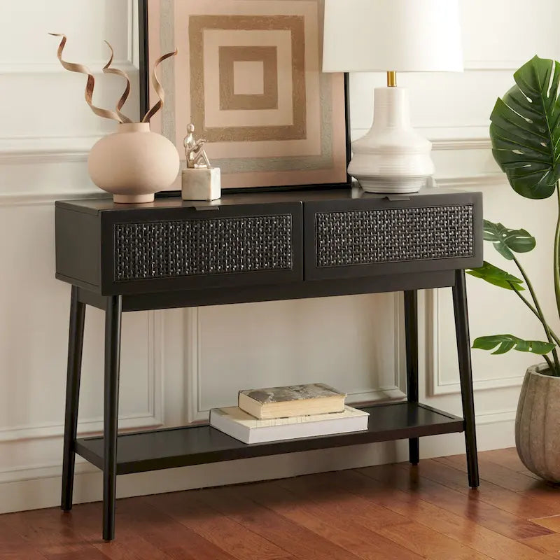 Console 2 tiroirs en rotin Capitola SAFAVIEH - 42 po L x 14 po P x 31 po H - 42Lx14Px31H