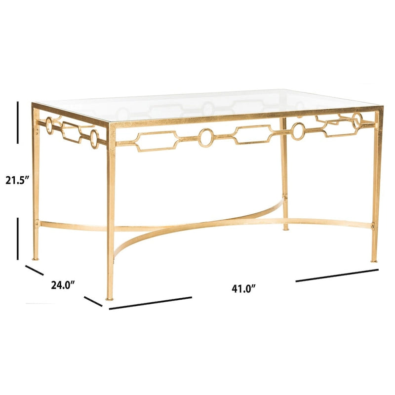 SAFAVIEH Mihaiela Table basse rétro feuille d'or - 41Lx24Px22H