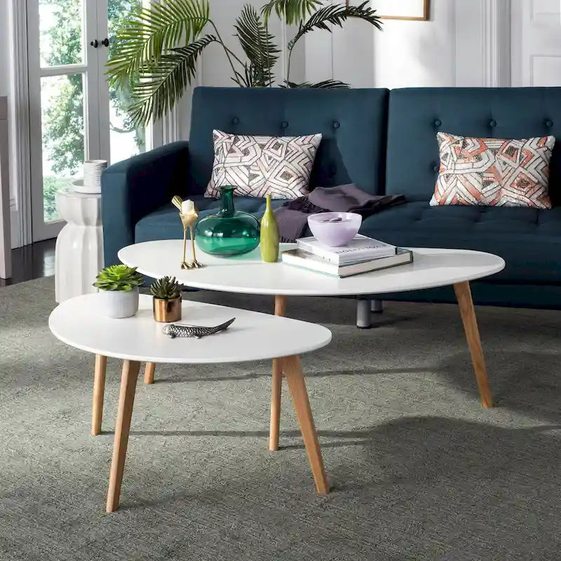 SAFAVIEH Vikki Double White Coffee Table - 47.2 x 23.6 x 17.7 - 47Wx24Dx18H