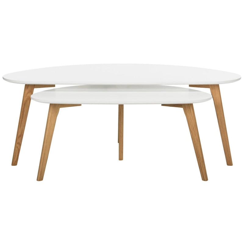 Table basse double blanche Vikki SAFAVIEH - 120 x 60 x 45 cm - 47Lx24Px18H