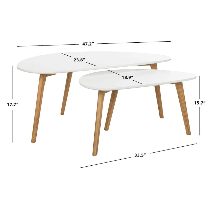 Table basse double blanche Vikki SAFAVIEH - 120 x 60 x 45 cm - 47Lx24Px18H