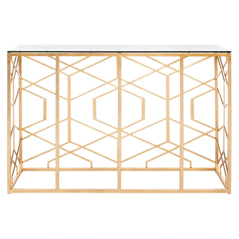 Console Corrine Safavieh Couture feuille d'or - 47 l. x 15,5 L. x 30 H. - 47 l. x 16 P. x 30 H.