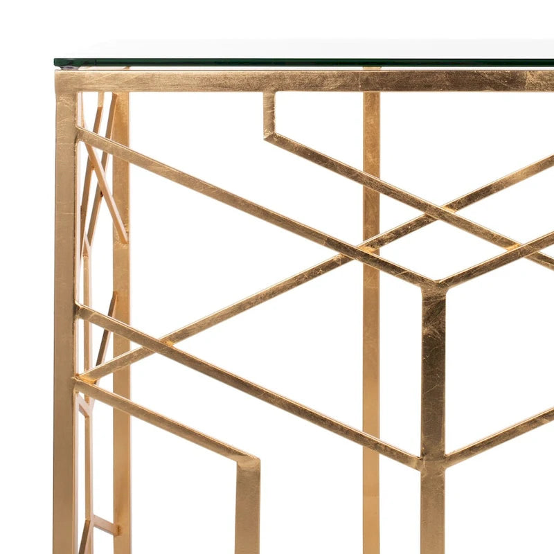 Console Corrine Safavieh Couture feuille d'or - 47 l. x 15,5 L. x 30 H. - 47 l. x 16 P. x 30 H.