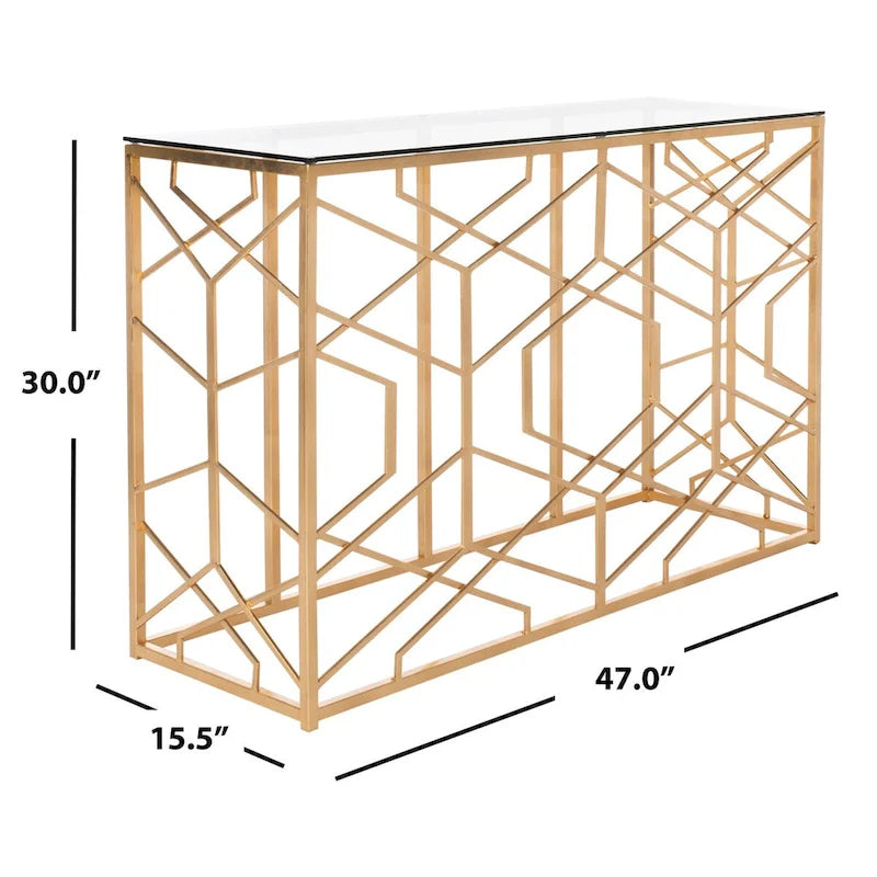 Console Corrine Safavieh Couture feuille d'or - 47 l. x 15,5 L. x 30 H. - 47 l. x 16 P. x 30 H.
